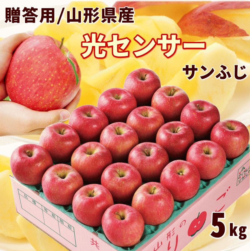 サンふじりんご 山形県産 光センサー選果 サンふじ 秀品 5kg 18〜20玉のサムネイル