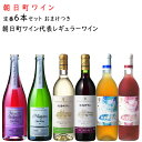 飲み比べ 朝日町ワイン 定番720~750ml×6本セット スパークリング入り おまけつき 送料無料 辛口1本 甘口2本 極甘口2本 中口1本 山形県 朝日町