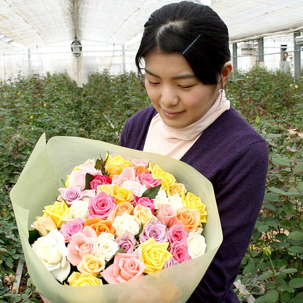 花 バラの花束 30本 山形県寒河江市産 大沼バラ園薔薇