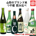 日本酒 飲み比べセット 山形の酒米 つや姫 6本 (出羽桜・弁天・あら玉・秀鳳・東の麓・上喜元 720ml×5本、500ml×1本) 送料無料