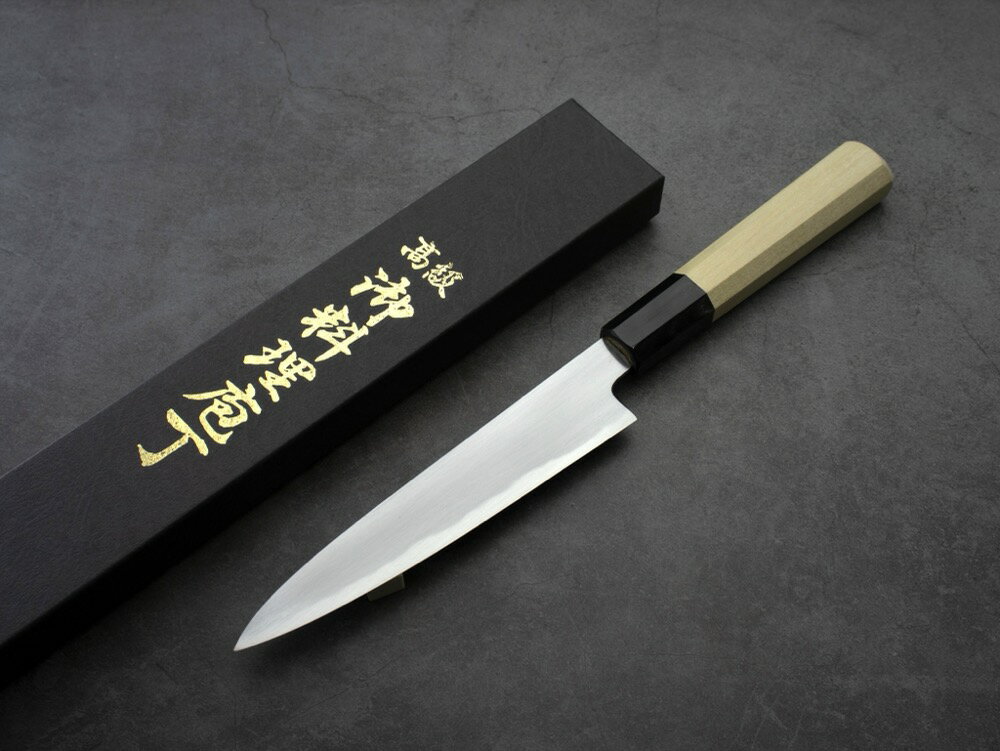 美濃國山秀作 雪代 1656 和ペティ 150mm 白鋼 八角朴木柄(3)