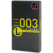 ゼロゼロスリー003Lサイズ10個入り薄さ0.03ミリゴム臭カット使用感バツグン!肌になじむ柔らかさ!ウレタンより柔らかいラテックス製