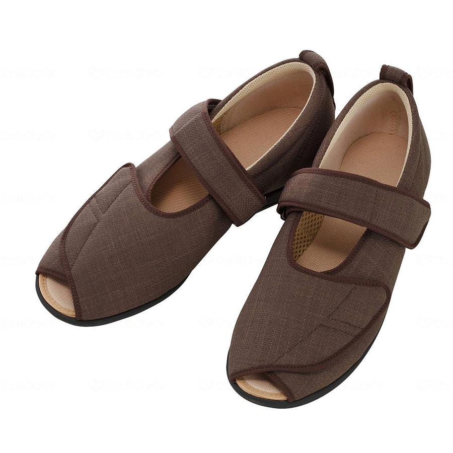 オープンマジック3 茶 L 介護靴 女性 レディース 男性 メンズ あゆみ 滑り止め シューズ スポーツ スニーカー 軽量 外履き 介護 医療 ウェルファン掲載...