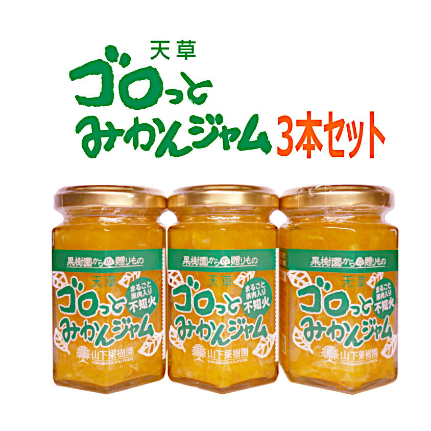 熊本県産　山下果樹園ジャムゴロっとみかんジャム3本セット 北海道は送料別途1800円、沖縄は別途1000円かかります。 みかんジャム オレンジジャム 無添加 着色料不使用