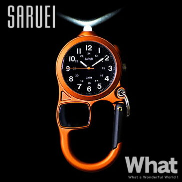 《全4色》SARUEI LED LOUPE WATCH 多機能カラビナ型ウォッチ 【INTERZERO インターゼロ デザイン雑貨 サルエイ カラビナウォッチ ハングウォッチ 懐中時計 キーホルダー フック トラベル アウトドア キャンプ 旅行 出張】