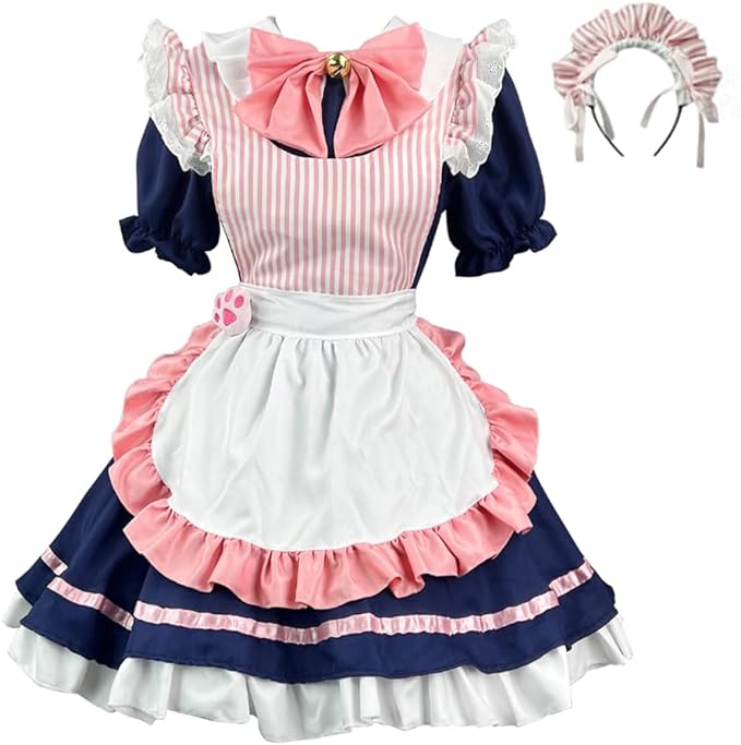 愛され妹系のメイド服♪ハロウィンに楽しめる セット内容：ワンピース+エプロン+カチューシャ+大きい蝶結び+可愛い猫爪 豊富な8サイズ展開♪女装用にもお使い頂けます。 柔らかい素材を使用して、手で触ると質感やクオリティなどが良い 文化祭、学園祭、仮装パーティ、ハローウィン、コスプレイベント、余興、女装、ステージ衣装、自撮り、撮影会、二次会、コンパニオン、ガールズバー、メイドカフェ、居酒屋、カラオケ店などの制服、幅広くご活用いただけます。