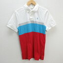 z■ナイキ/NIKE スポーツウエア 半袖ポロシャツ【L】白青赤/men's/107【中古】