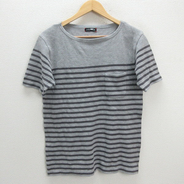 z■カシュカ/CASH CA ENGLAND 半袖ボーダーシャツ【S】灰系/men's/142【中古】