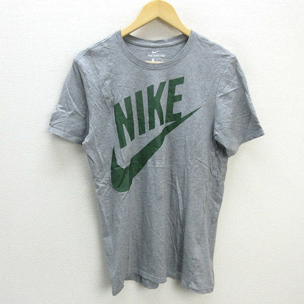 G■ナイキ/NIKE TEE ビッグロゴプリントTシャツ【L】灰/men's/80【中古】■