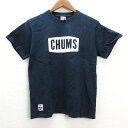 a■チャムス/CHUMS ビッグロゴプリント Tシャツ【S】紺/MENS/156【中古】