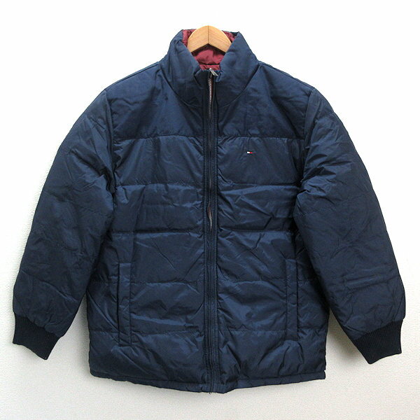 楽天マニライズk■トミーヒルフィガー/TOMMY HILFIGER 肉厚 リバーシブルダウンジャケットJKT【L/G】紺/エンジ/MENS■151【中古】