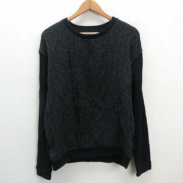 z■アーバンリサーチ/URBAN RESEARCH ケーブルニットセーター【38】黒灰/MEN'S/34【中古】■