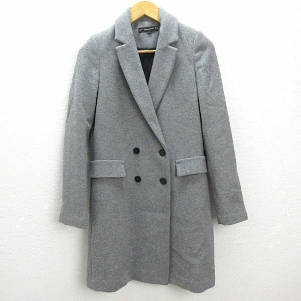 n■ザラ/ZARA ダブルボタン ウールチェスターコート【XS】灰/LADIES/174【中古】
