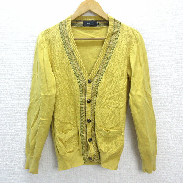 y■シップス/SHIPS JET BLUE コットンカーディガン■黄色【メンズM】MENS/細身19【中古】