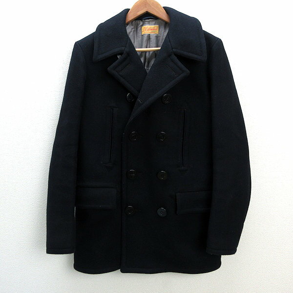 k■ホームステッド/J.s.homestead メルトンウールピーコート【M】紺/MENS■53【中古】