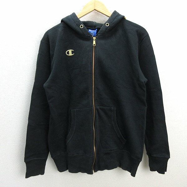 z■チャンピオン/champion スウェットフルジップパーカ【O】黒金/men 039 s/124【中古】■