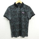 z■トランスコンチネンツ/TRANSCONTINENTS 半袖ポロシャツ 迷彩柄【M】黒灰系/men's/37【中古】