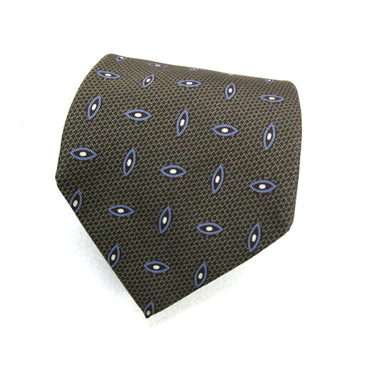 y■伊製■アルマーニ/ARMANI COLLEZIONI 総柄デザイン シルクネクタイ■カーキ系MENS/レトロ/57【中古】 y■伊製■アルマーニ/ARMANI COLLEZIONI 総柄デザイン シルクネクタイ■カーキ系MENS/レトロ/57【中古】