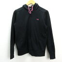 k■アンダーアーマー/UNDER ARMOUR WTR5392 スウェットグラフィックロゴフルジップフーディー/パーカ【MD】黒/LADIES■13【中古】