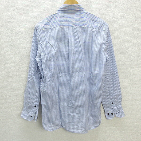 s■ジョセフアブード/JOSEPH ABBOUD チェック柄 胸ポケット付き 長袖シャツ【L】青系/MENS/17【中古】