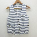 k■ビームス/BEAMS HEART ボーダー柄 リネンブレンド ベスト/ジレ/MENS■24【中古】
