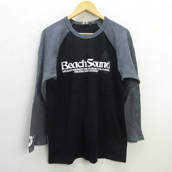 G■ビーチサウンド/Beach Sound ロンT/カットソー【L】黒灰/men's/37【中古】■