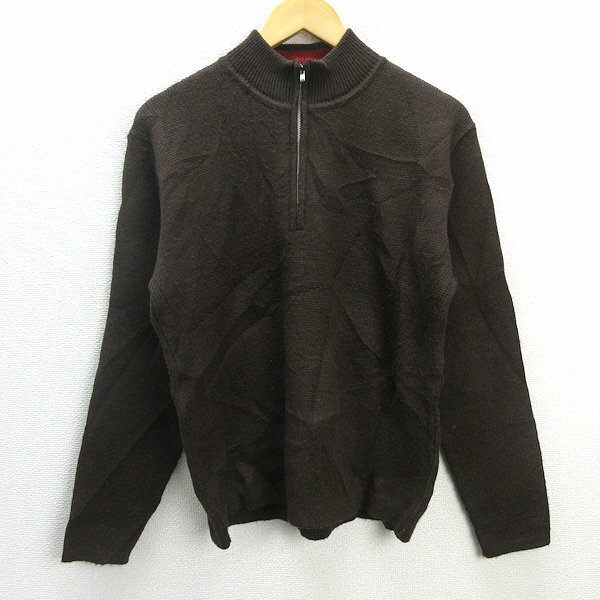 G■日本製■シップス/SHIPS ハーフジップニットセーター【M】茶/men's/1【中古】■