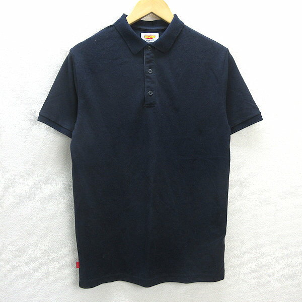 G■ビッグジョン/BIGJOHN ナノユニバース 半袖ポロシャツ/鹿の子地【M】紺/men's/77【中古】■