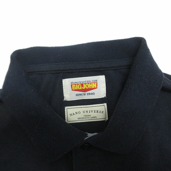 G■ビッグジョン/BIGJOHN ナノユニバース 半袖ポロシャツ/鹿の子地【M】紺/men's/77【中古】■