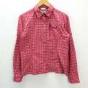 m■ジャックウルフスキン/Jack Wolfskin チェック柄 長袖シャツ【M】赤/LADIES/77【中古】