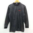 s■スリクソン/SRIXON ロゴ刺?入りボーダー柄モックネックTシャツ ゴルフウェア【L】黒/MENS/14【中古】