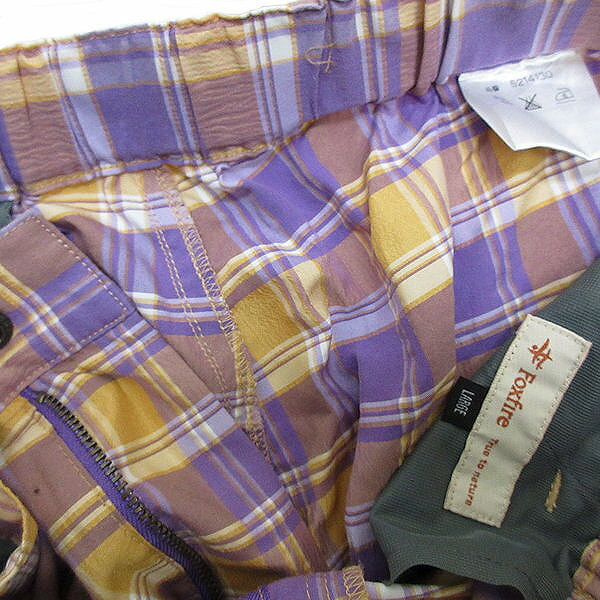 k■フォックスファイアー/FOXFIRE チェック柄 アウトドアショーツ/シアサッカー地【L】紫/MENS■101【中古】