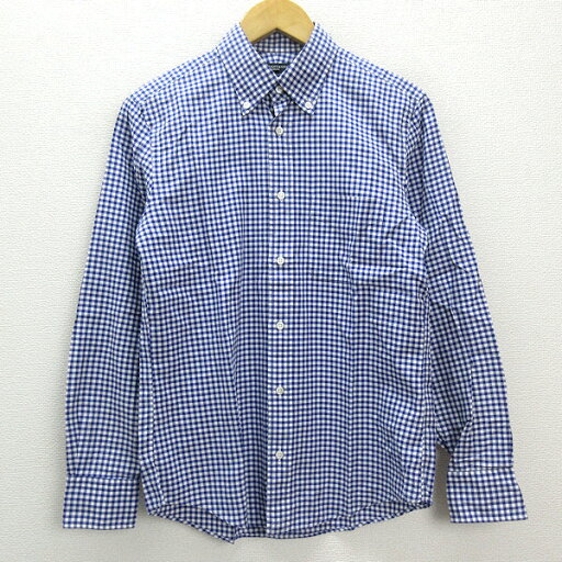 y■ユナイテッドアローズ/UNITED ARROWS B&Yギンガムチェック長袖BDシャツ■白/紫【メンズM】MENS/64【中古】 y■ユナイテッドアローズ/UNITED ARROWS B&Yギンガムチェック長袖BDシャツ■白/紫【メンズM】MENS/64【中古】