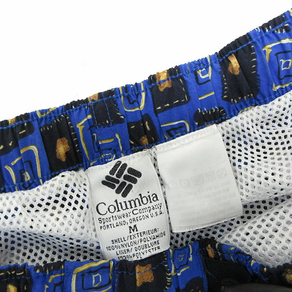 k■コロンビア/Columbia 総柄 サーフショーツ/水陸両用/ハーフパンツ【M】青/MENS■198【中古】