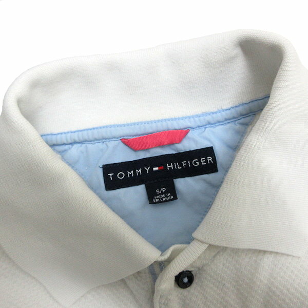 a■トミーヒルフィガー/TOMMY HILFIGER ロゴ刺繍 半袖ポロシャツ【S】白/MENS/71【中古】