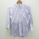 s■日本製■フラボア/FRAPBOIS ストライプ ドット柄 七分袖BDシャツ【2】紫/MENS/129【中古】