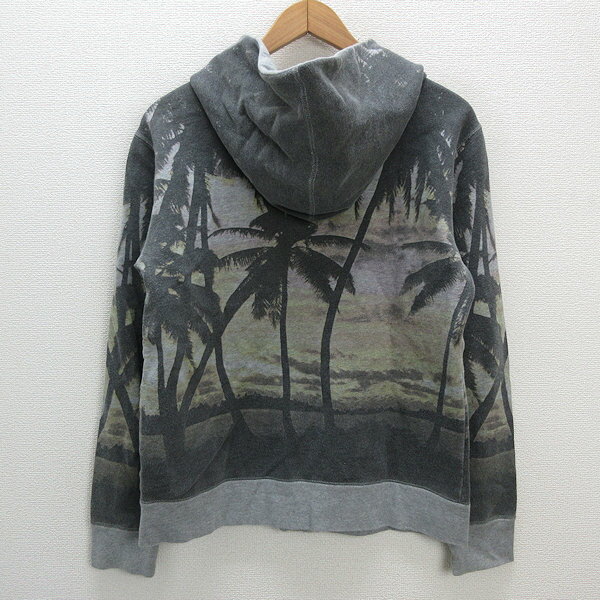 s■トミー/TOMMY 総柄 フルジップ スウェットパーカー【M】灰/MENS/40【中古】