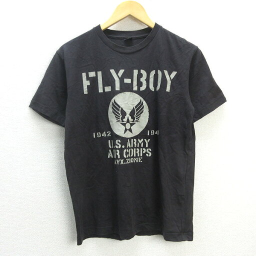 G■アヴィレックス/AVIREX プリントTシャツ/コットン【M】黒系/men's/127【中古】■ G■アヴィレックス/AVIREX プリントTシャツ/コットン【M】黒系/men's/127【中古】■