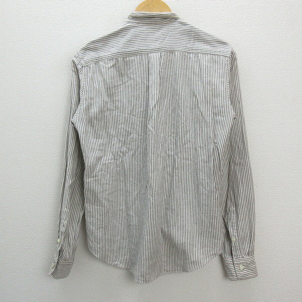 n■日本製■ジャーナルスタンダード/JOURNAL STANDARD ストライプ柄 長袖シャツ【M】茶 白/MENS/158【中古】