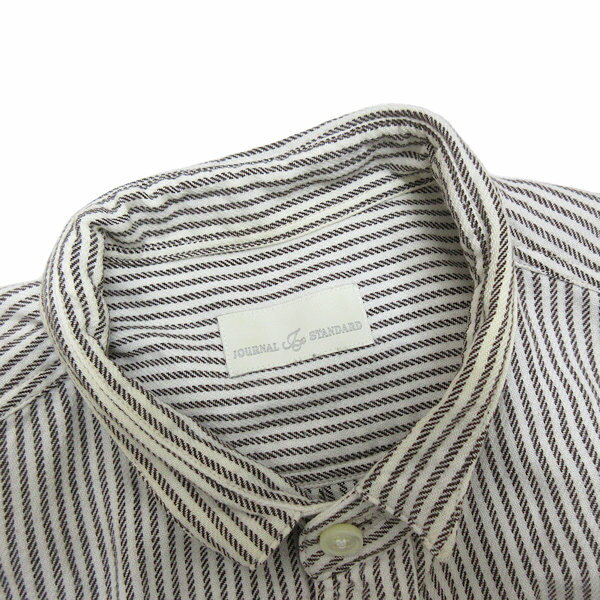 n■日本製■ジャーナルスタンダード/JOURNAL STANDARD ストライプ柄 長袖シャツ【M】茶 白/MENS/158【中古】