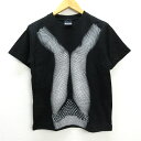 y■ビームスT/BEAMS Tストレッチ プリントTシャツ■黒【メンズS】MENS/美品122(4)
