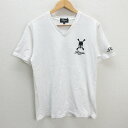 k■ロエン/Roen uomo スカルボーン刺繍 VネックTシャツ【L】白/MENS■14【中古】