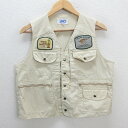 s■日本製■アシックス/asics TARAS BOULBAロゴ刺繍 スナップボタンベスト【M】ベージュ系/MENS/9【中古】