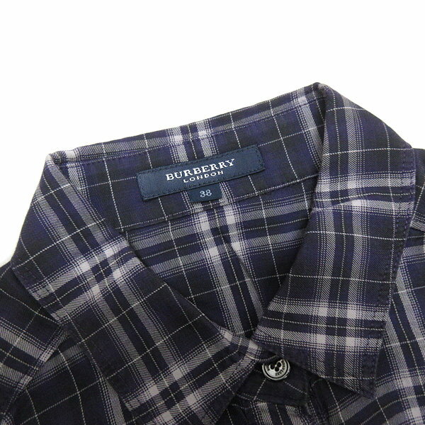 y■バーバリーロンドン/BURBERRY LONDONチェック長袖シャツ/ブラウス■紫【38】LADIESレディース/80【中古】