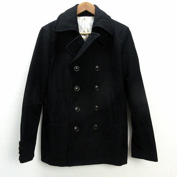 s■291295/291295＝HOMME ウール混 Pコート【2】黒/MENS/28【中古】