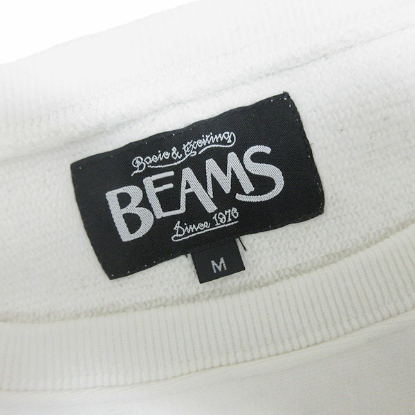 k■ビームス/BEAMS LHRフェルトプリント スウェットトレーナー【M】白/MENS■85【中古】