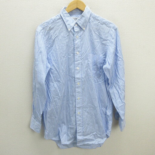 s■日本製■メーカーズシャツ鎌倉/Maker's shirt ストライプ柄 長袖シャツ【16 1/2-33】水色 白/MENS/93【中古】 s■日本製■メーカーズシャツ鎌倉/Maker's shirt ストライプ柄 長袖シャツ【16 1/2-33】水色 白/MENS/93【中古】