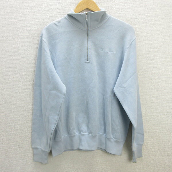 y■チャンピオン/CHAMPION ハーフジップ ニットシャツ/トレーナー■水色【メンズL】MENS/86【中古】