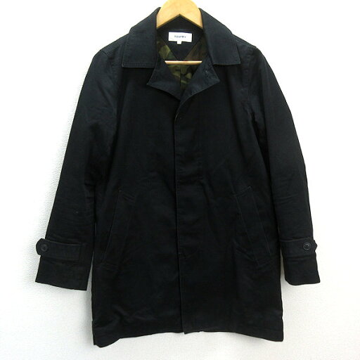 s■トミー/TOMMY 迷彩 カモフラ柄 ステンカラーコート【S】黒/MENS/72【中古】 s■トミー/TOMMY 迷彩 カモフラ柄 ステンカラーコート【S】黒/MENS/72【中古】