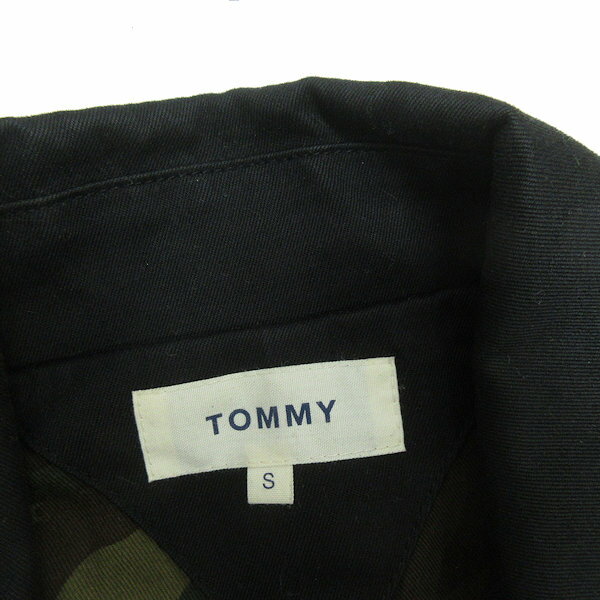 s■トミー/TOMMY 迷彩 カモフラ柄 ステンカラーコート【S】黒/MENS/72【中古】